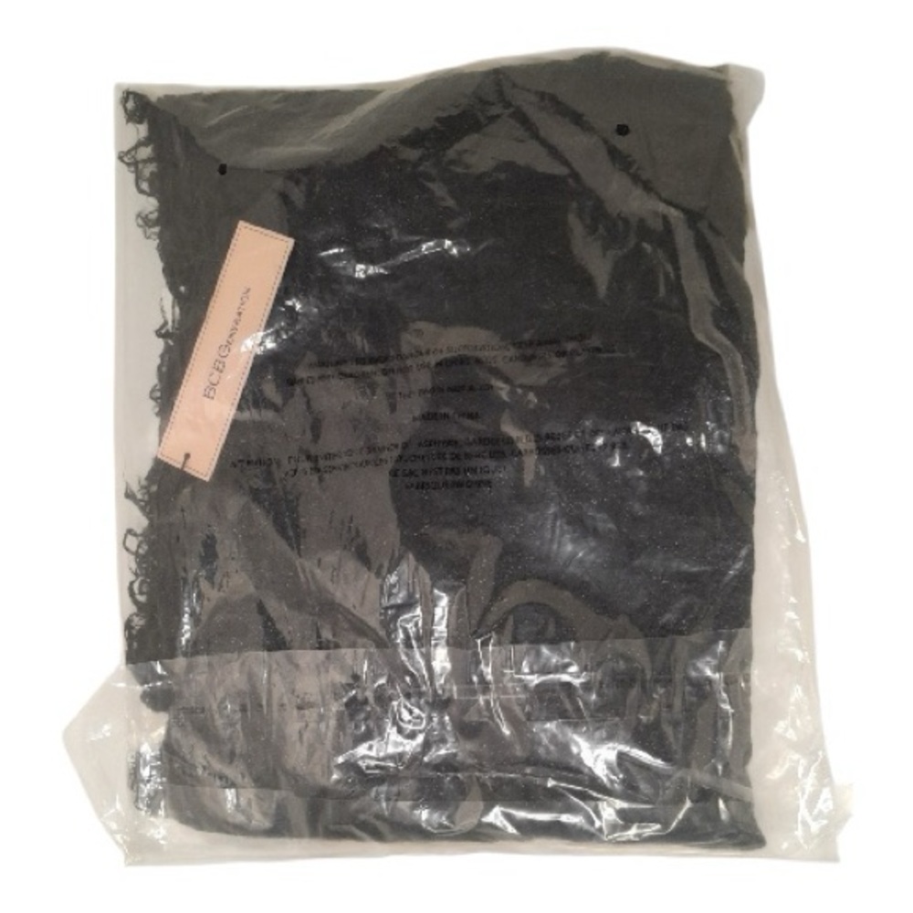 BCBGeneration Black Metallic Shimmer Shawl Wrap Scarf Oversized Evening - Picture 9 of 10